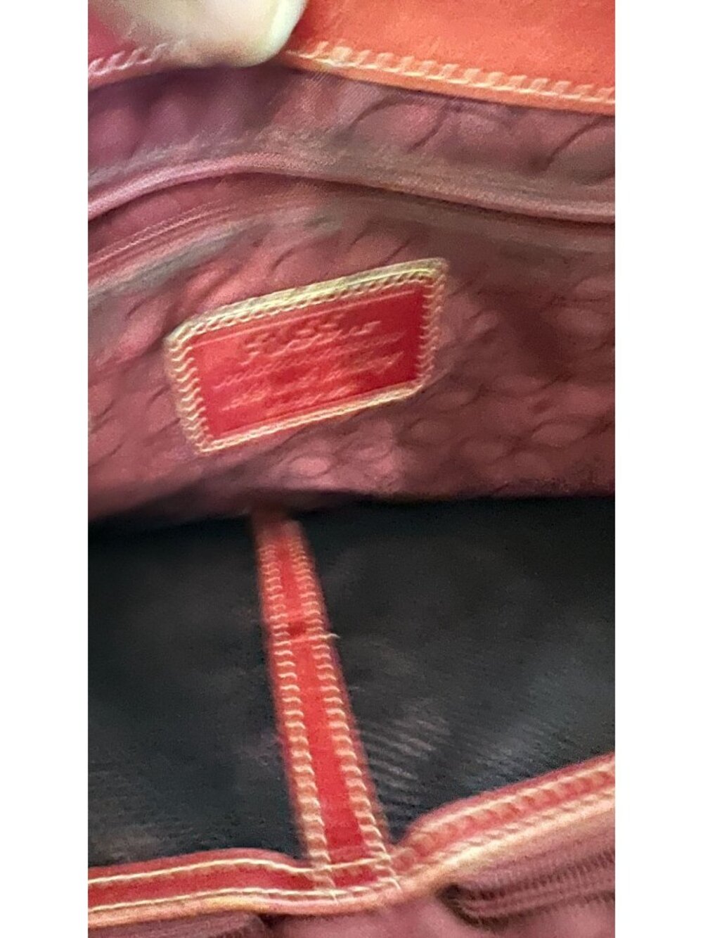 Fossil Red Leather Tote Bag W/ Key Charm & Dual Straps - Picture 13 of 16